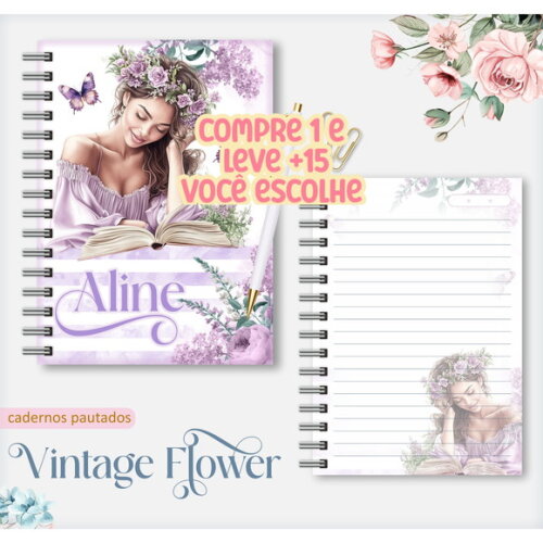 Arquivo Digital Caderno Vintage Flower 7 #7550