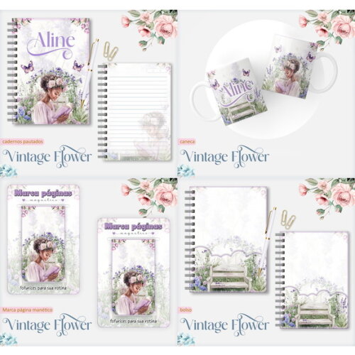 Arquivo Digital Caderno Vintage Flower 6 #7549