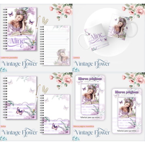 Arquivo Digital Caderno Vintage Flower 7 #7550