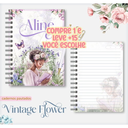Arquivo Digital Caderno Vintage Flower 6 #7549