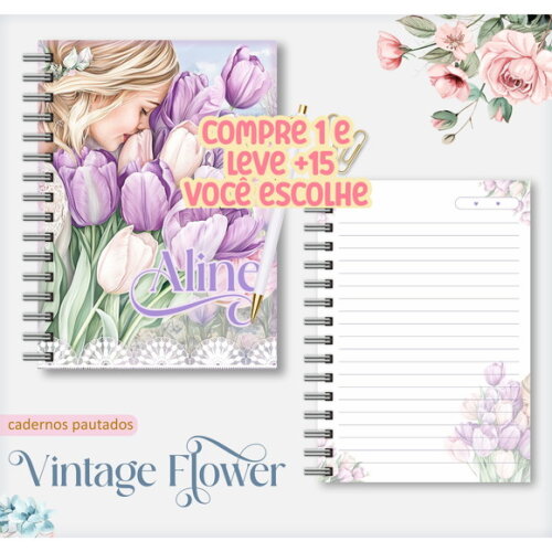 Arquivo Digital Caderno Vintage Flower 8 #7551