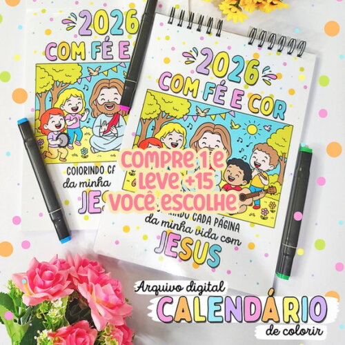 Arquivo Digital Calendário de Colorir 2026 #7329