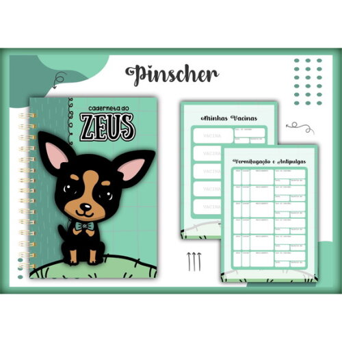 Arquivo Digital Capa Caderneta Vacina Pinscher Menino #1390