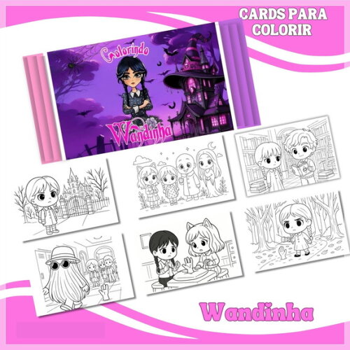 Arquivo Digital Card Colorir Wandinha #6885