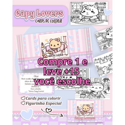 Arquivo Digital Card de Colorir Capy Lovers #5662