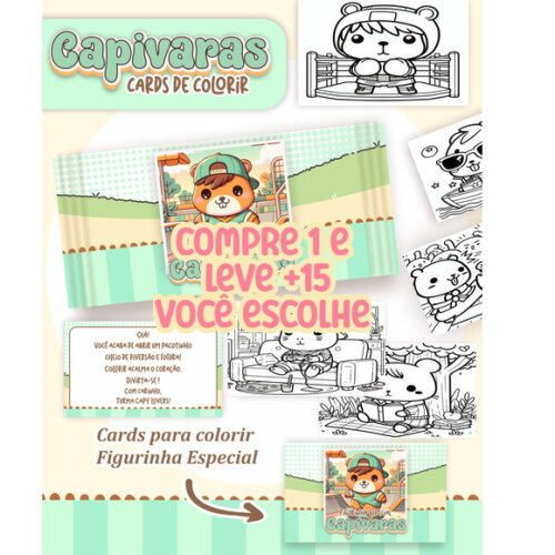 Arquivo Digital Card de Colorir Capivara Menino #2632