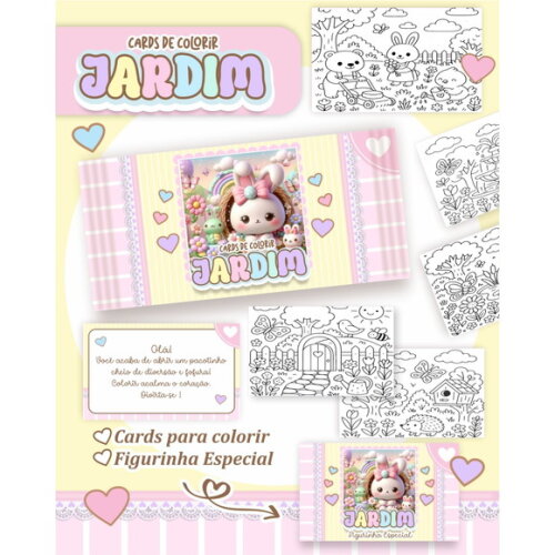 Arquivo Digital Card de Colorir Jardim Fofo #6783