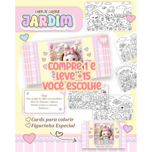 Arquivo Digital Card de Colorir Jardim Fofo #6783