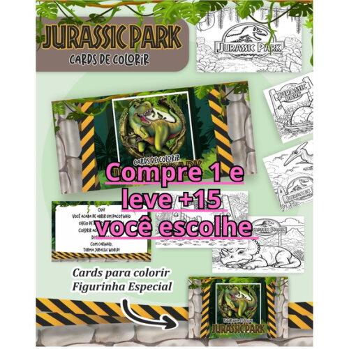 Arquivo Digital Card de Colorir Jurrasic Park #6790