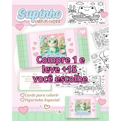 Arquivo Digital Card de Colorir Sapinho Kawaii #6786