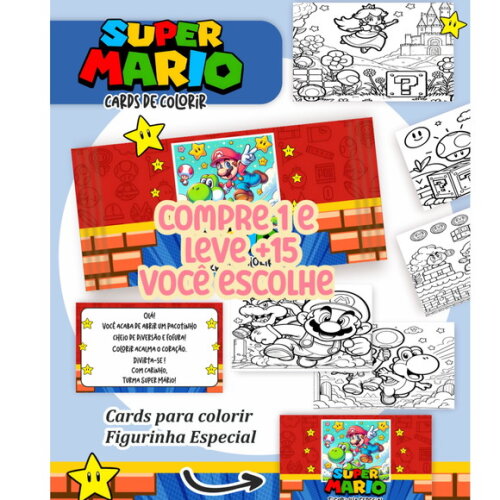 Arquivo Digital Card de Colorir Super Mario #2597