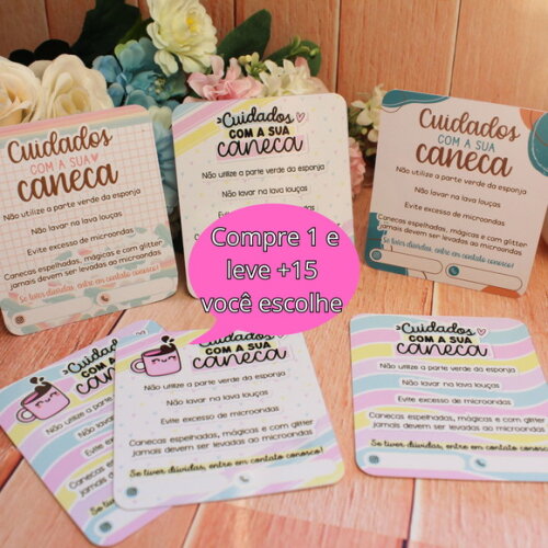 Arquivo Digital Cards Cuidados para Caneca #5159