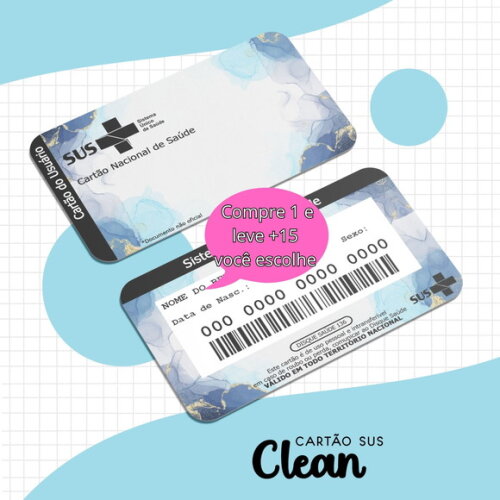 Arquivo Digital Cartão Sus Adulto Clean Azul #1624