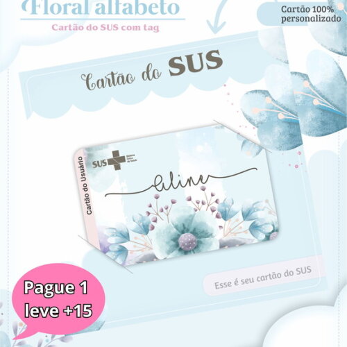 Arquivo Digital Cartão Sus Alfabeto Floral #3301