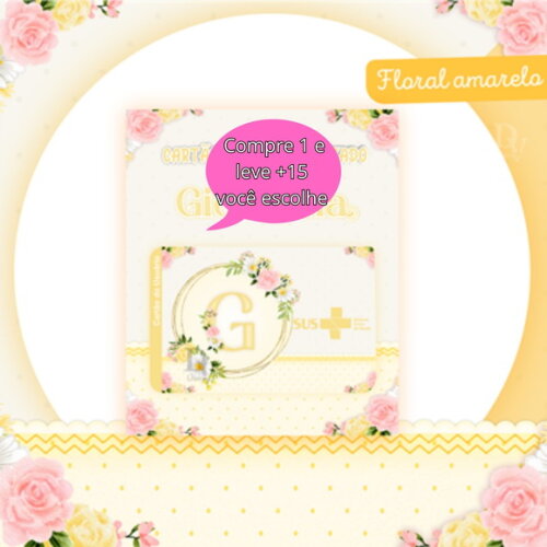 Arquivo Digital Cartão Sus Alfabeto Floral Amarelo #2494