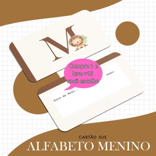Arquivo Digital Cartão Sus Alfabeto Menino #1636