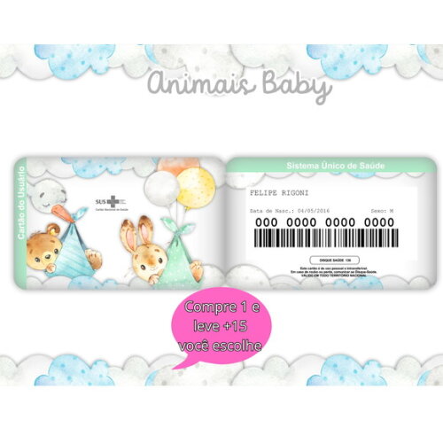 Arquivo Digital Cartão Sus Animais Baby #5324