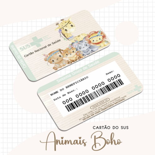 Arquivo Digital Cartão Sus Animais Boho #1637