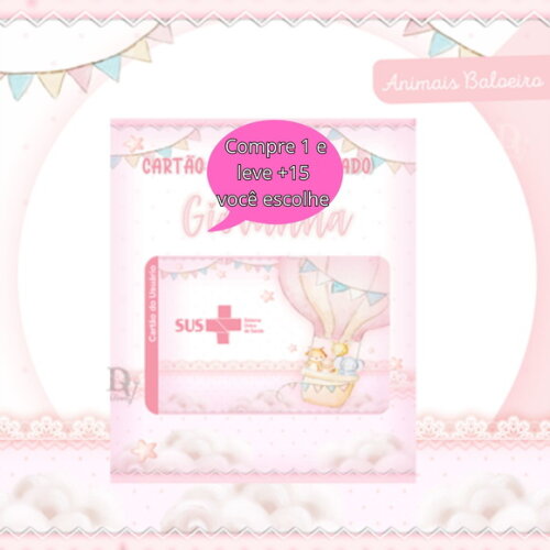 Arquivo Digital Cartão Sus Animais Baloeiro Rosa #2512