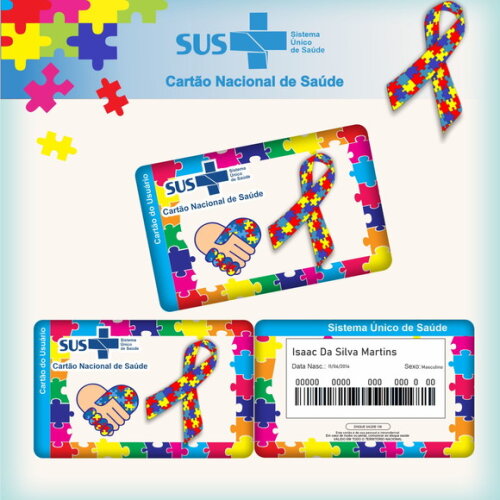 Arquivo Digital Cartão Sus Autismo Azul #2616
