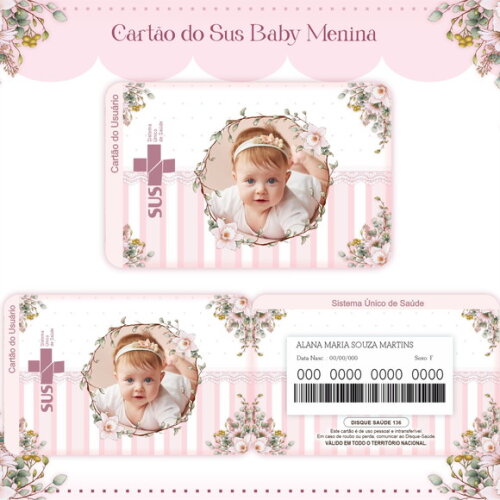Arquivo Digital Cartão Sus Baby Menina #1621