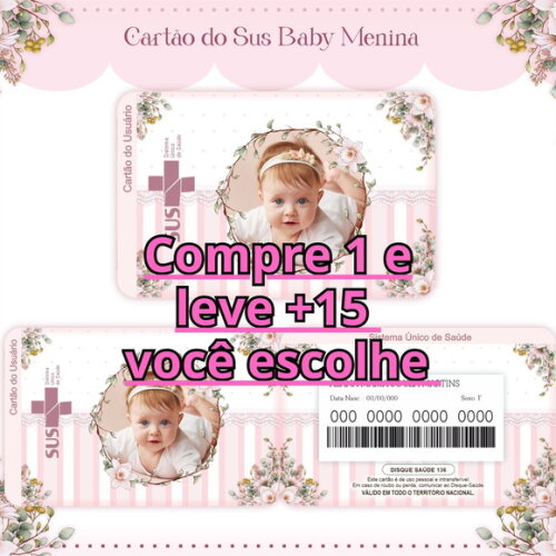 Arquivo Digital Cartão Sus Baby Menina #1621