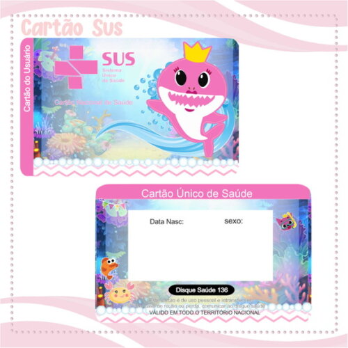 Arquivo Digital Cartão Sus Baby Shark Menina #2008