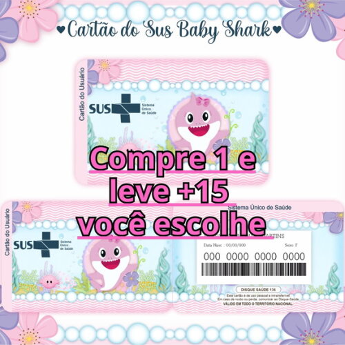 Arquivo Digital Cartão Sus Baby Shark Menina #346