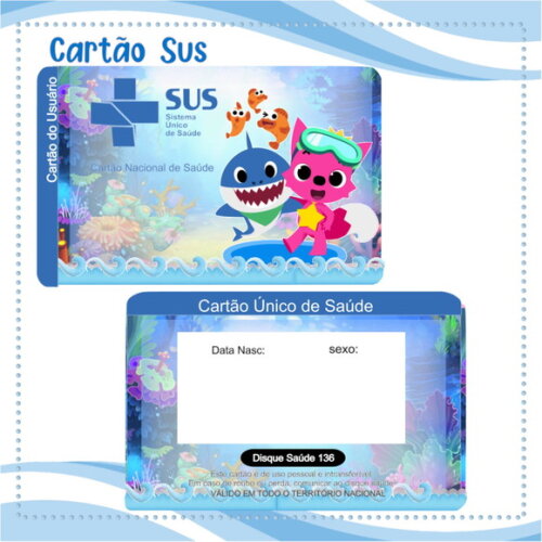 Arquivo Digital Cartão Sus Baby Shark Menino #2009