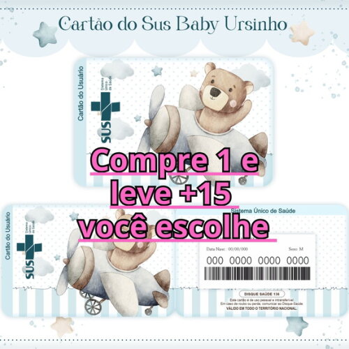 Arquivo Digital Cartão Sus Baby Urso #1620