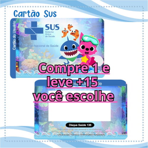 Arquivo Digital Cartão Sus Baby Shark Menino #2009