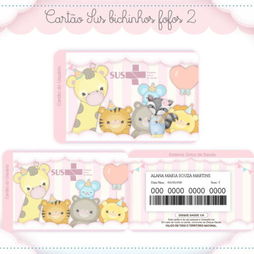 Arquivo Digital Cartão Sus Bichinhos Fofos #1770