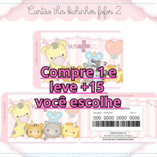 Arquivo Digital Cartão Sus Bichinhos Fofos #1770