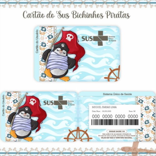 Arquivo Digital Cartão Sus Bichinhos Piratas #609