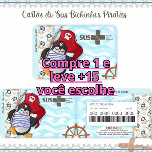 Arquivo Digital Cartão Sus Bichinhos Piratas #609