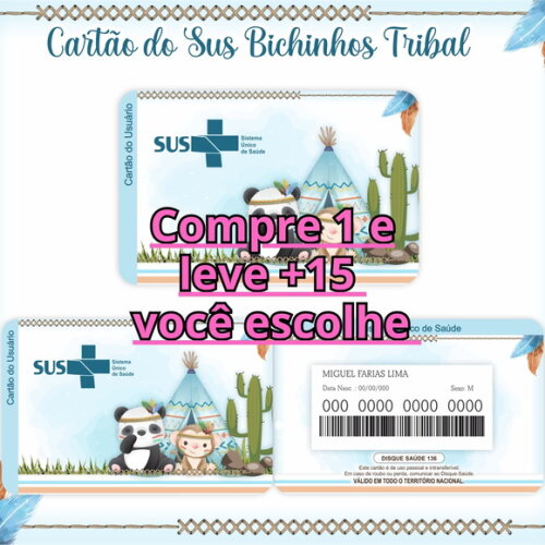 Arquivo Digital Cartão Sus Bichinhos Tribal #610