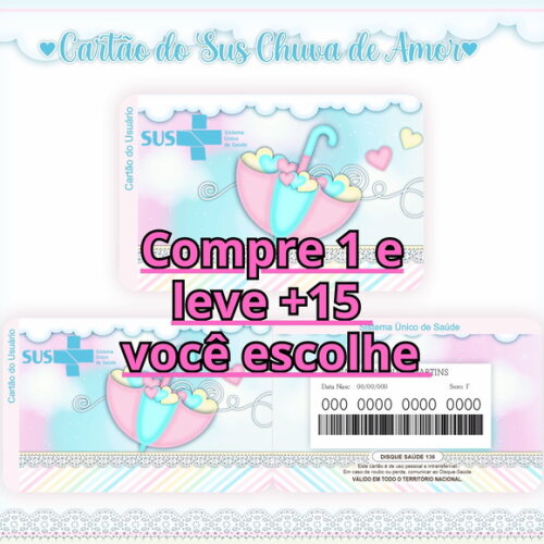 Arquivo Digital Cartão Sus Chuva de Amor Menina #616