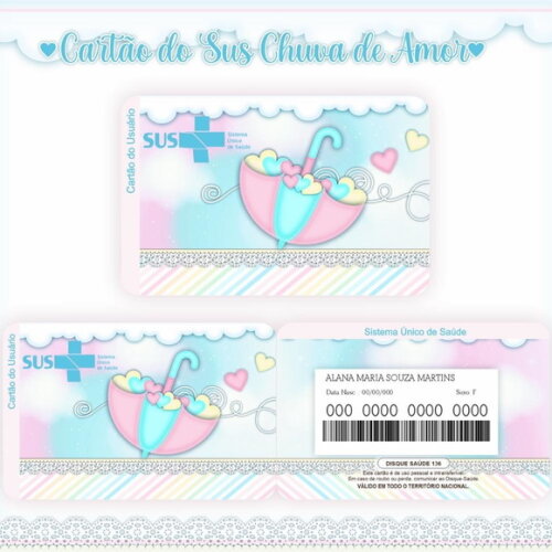 Arquivo Digital Cartão Sus Chuva de Amor Menina #616