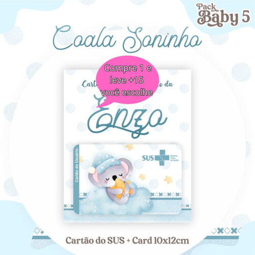 Arquivo Digital Cartão Sus Coala Soninho Menino #2230