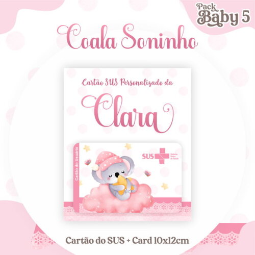 Arquivo Digital Cartão Sus Coala Soninho Menina #2229