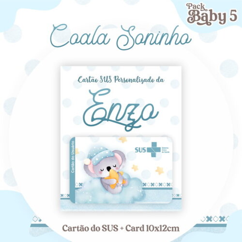 Arquivo Digital Cartão Sus Coala Soninho Menino #2230