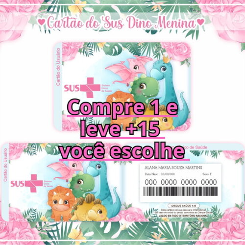 Arquivo Digital Cartão Sus Dino Menina #622