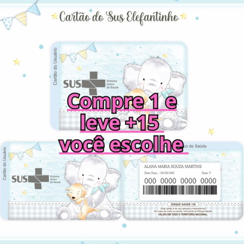 Arquivo Digital Cartão Sus Elefantinho #987