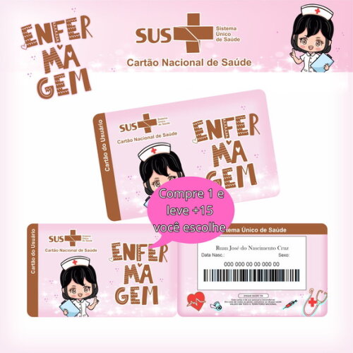 Arquivo Digital Cartão Sus Enfermagem Rosa #2611
