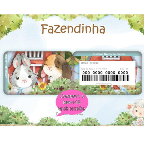 Arquivo Digital Cartão Sus Fazendinha #5338