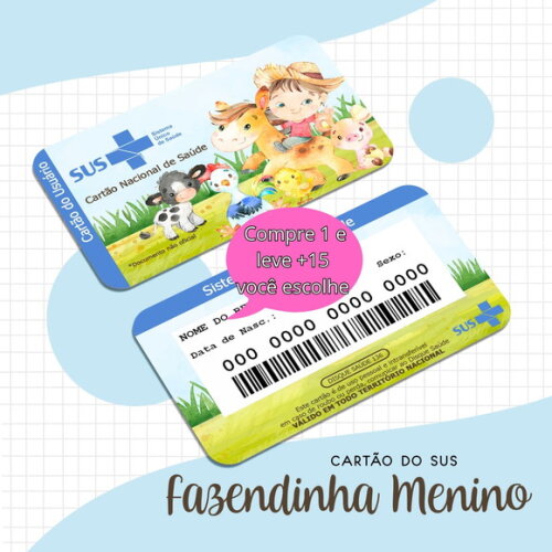 Arquivo Digital Cartão Sus Fazendinha Menino #1664