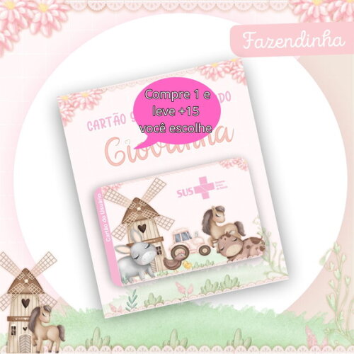 Arquivo Digital Cartão Sus Fazendinha Menina #2380