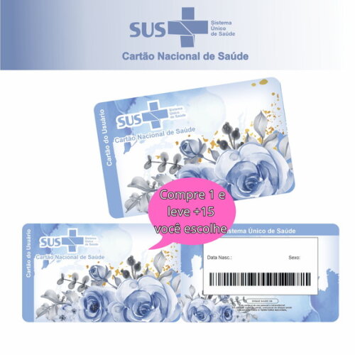 Arquivo Digital Cartão Sus Floral Azul #2607