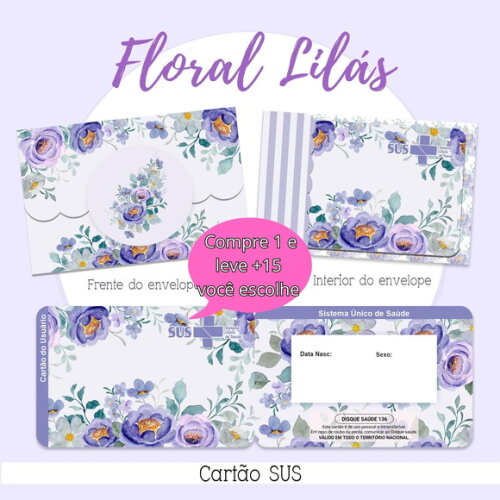 Arquivo Digital Cartão Sus Floral Lilás #2134