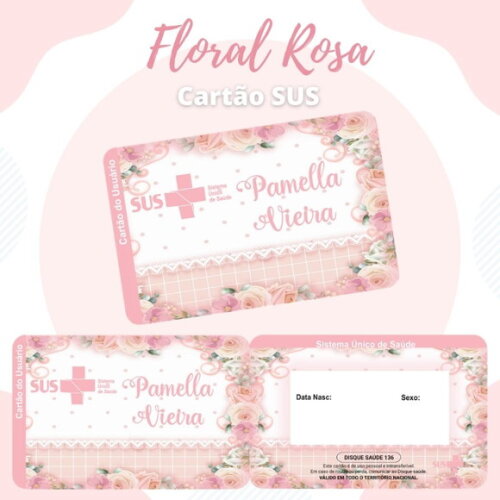 Arquivo Digital Cartão Sus Floral Rosa #596